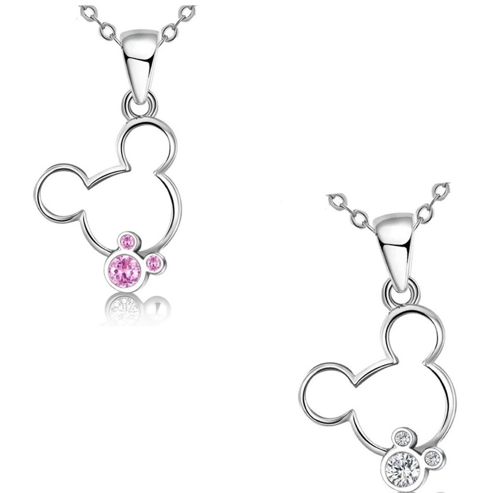 🌵4/$30 New Double Mickey Crystal Pendant Necklace